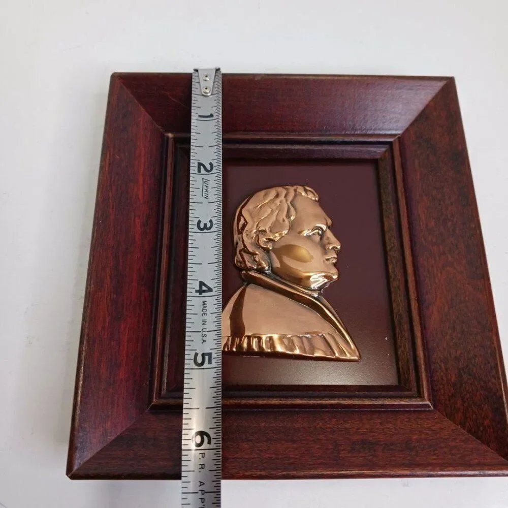 Vintage Metal Victorian Style Small Men Bust in Frame